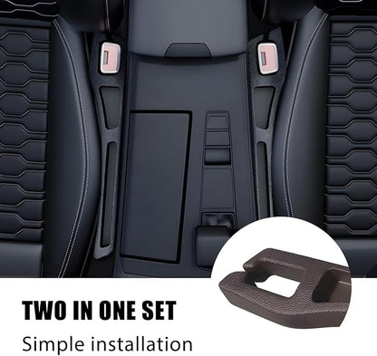 Car Seat Gap Filler, 2PCS Crevice Blocker Stopper Between Vehicle Seat Console, No Drop Automotive Fill Crevice Guard Interior Accessories, Universal for SUV Truck Sedan (Brown)