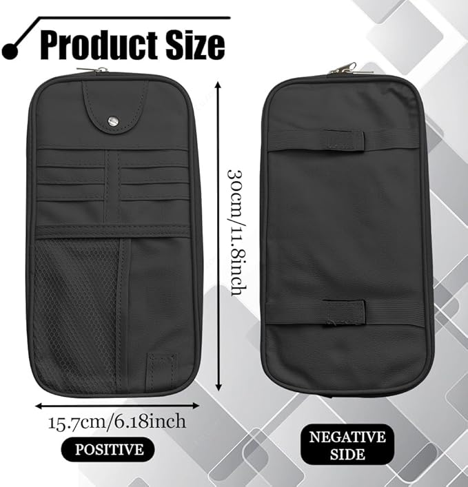 Car Sun Visor Organizer, Auto Accessories Sunglass Holder for Car, Multi-functional Sun Organizer Storage Bag, General Motors Interior Parts Storage Bags are Fit for Cars, SUVs, Trucks (Black)