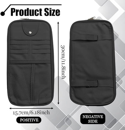 Car Sun Visor Organizer, Auto Accessories Sunglass Holder for Car, Multi-functional Sun Organizer Storage Bag, General Motors Interior Parts Storage Bags are Fit for Cars, SUVs, Trucks (Black)