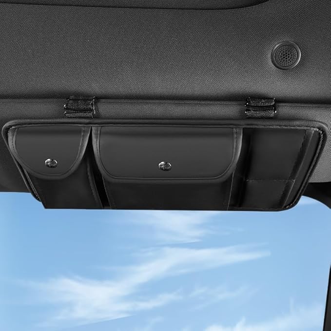 Car Sun Visor Organizer for Tahoe High Country 2020-2025, Leather Storage Bag Portable Multi-Pocket Large Capacity Sunvisor Organizer,2 pcs
