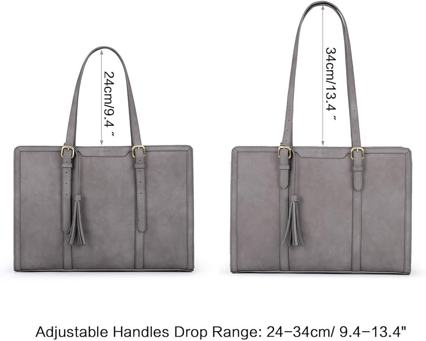 ECOSUSI Laptop Bag For Women 15.6 Inch Work Tote Bags PU Leather Computer Purse For Business Office With 3 Layer Compartments