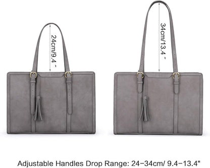 ECOSUSI Laptop Bag For Women 15.6 Inch Work Tote Bags PU Leather Computer Purse For Business Office With 3 Layer Compartments