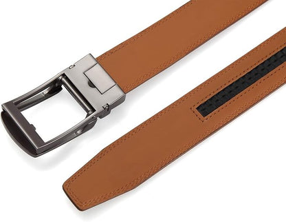 Lingli Men's Belt,Ratchet Dress Belt with Automatic Buckle Brown/Black-Trim to Fit-35mm wide