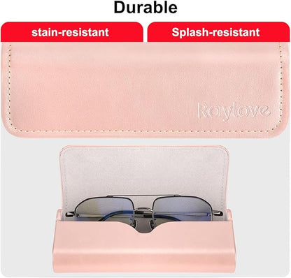 RayLove Glasses Case Hard Shell, Travel Sunglasses Case, Leather Hard Eyeglass Case for Women, Reading Glasses Case for Men