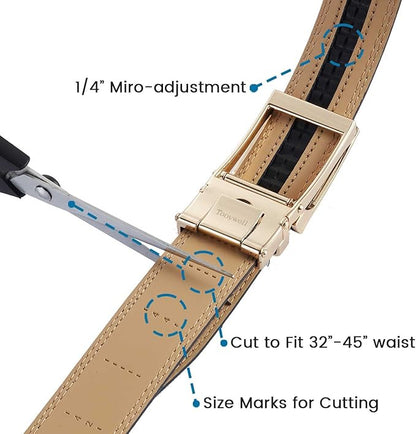 Tonywell Mens Leather Ratchet Belts with Click Buckle Perfect Fit Dress Belt 30mm Wide