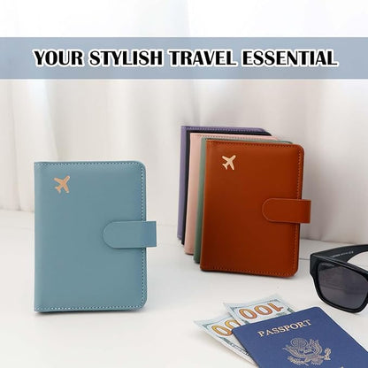Melsbrinna Premium Leather Passport Holder Covers Case, Waterproof Rfid Blocking Travel Wallet Passport Holder with Pen Holder, Cute Passport Book for Women/Men