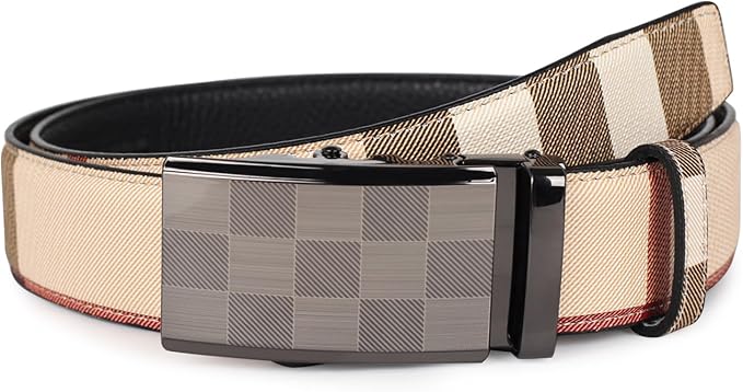 Aurolran Men&Womens Leather Dress Belt Business Automatic Buckle Belt Color-Black Silver Gold