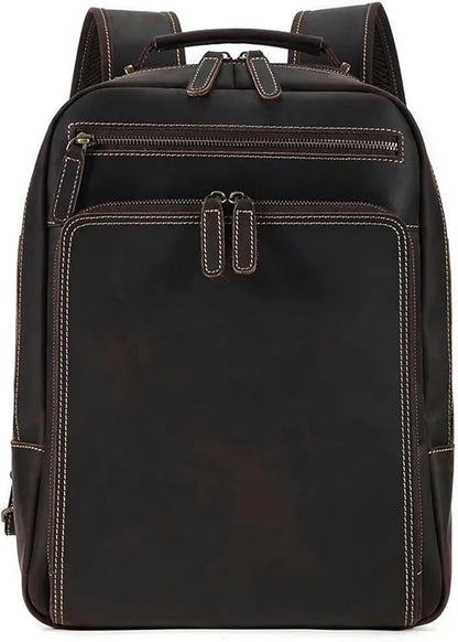 Mens Leather Backpacks 15.6-inch Laptop Backpack Business Backpack Classic Backpack Travel Backpack for Men(Coffee)