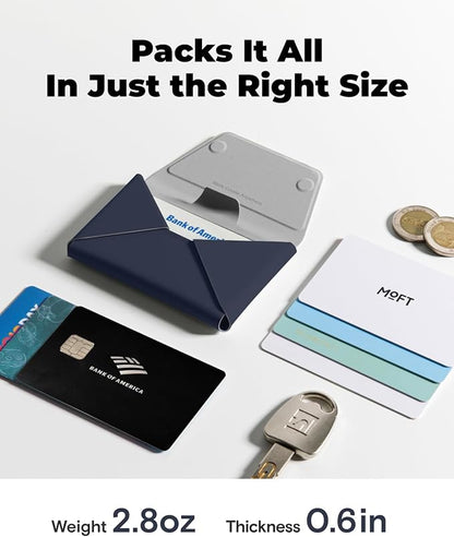 MOFT Magsafe Wallet, 8-Card Holder, Magnetic Phone Stand with Pull to Access Design, RFID Blocking, Angle Adjustment & MOVAS Minimalist Snap Field Wallet for Men Travel Essentials,Navy Blue