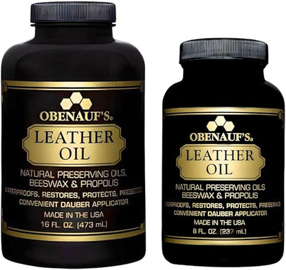Obenauf's Leather Oil - Leather Conditioner (8oz) - Restore and Protect Leather Boots, Jackets, Purses as Well as Car Leather, Leather Furniture and Much More - Made in The USA (with Applicator)