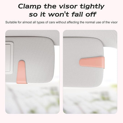 Sotfamily Sunglass Holder for Car Visor, Suede Cloth Magnetic Sunglass Organizer for Car Accessories, 2 Packs, Pink