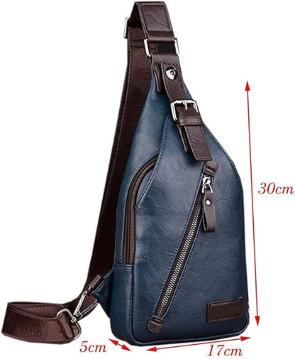 Hebetag Leather Sling Bag Crossbody Backpack for Men Women Travel Outdoor Camping