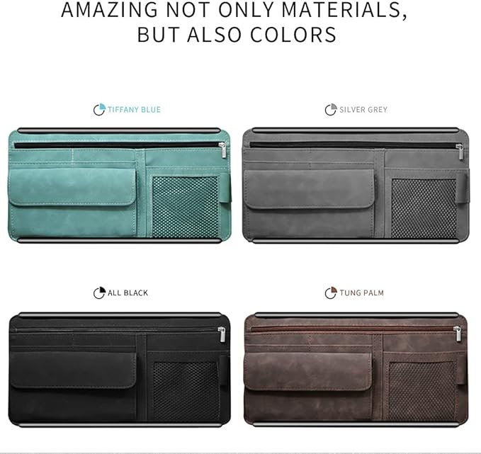 JEYODA Car Sun Visor Organizer Glasses Case Storage Bag note Holder Car suede Zipper Card Hold Car Organizers and Storage (brown)