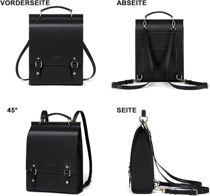Cnoles Leather Backpack Purse For Women Fashion Ladies Vintage Bags Casual College Travel Backpacks Bag Black