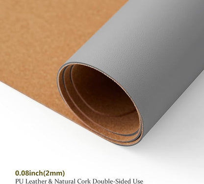 Cork Desk Mat - Dual-Sided Desk Pad for Office and Home - Desk Organization and Accessories - Ideal for Large Mouse Pad and Desk Mats on Top of Desks(Gray,36"x 17")