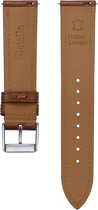 Getalia Italian leather Watch Band Tuscany Natural Vegetable-Tanned Full Grain Leather,14mm 16mm 18mm 19mm 20mm 21mm 22mm Quick Release Replacement Watch Straps for Men and Women Thick and Soft