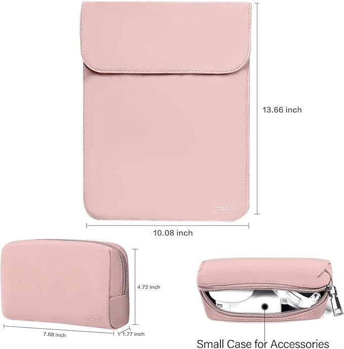 MOSISO Laptop Case 13.3 inch, 13-13.3 inch Laptop Sleeve Compatible with MacBook Neo 13 A18 Pro A3404 /Air 13/Pro 13/Pro 14 M5 M4 M3 M2 M1, Faux Suede Leather Case with Small Bag, Pink