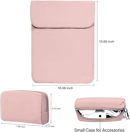MOSISO Laptop Case 13.3 inch, 13-13.3 inch Laptop Sleeve Compatible with MacBook Neo 13 A18 Pro A3404 /Air 13/Pro 13/Pro 14 M5 M4 M3 M2 M1, Faux Suede Leather Case with Small Bag, Pink