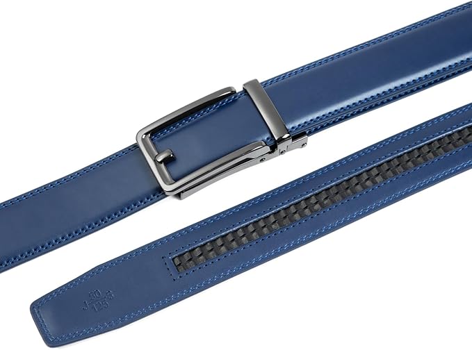 Founders & C Men's Leather Ratchet Comfort Click Belt Dress with Slide Buckle -Adjustable Trim to Fit