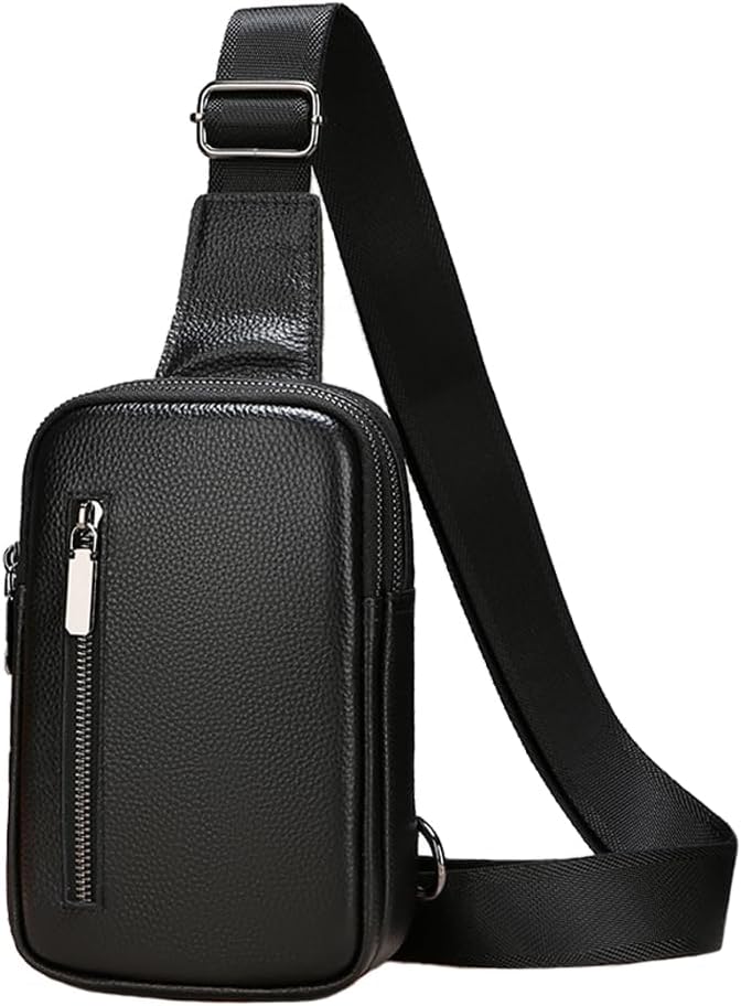 Sireck Crossbody Bag,Cross Body Fanny Packs for Men Women Trendy,Black Small Sling Phone Chest Bag for Workout Running