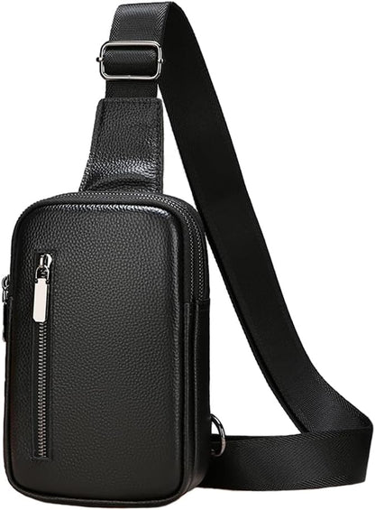 Sireck Crossbody Bag,Cross Body Fanny Packs for Men Women Trendy,Black Small Sling Phone Chest Bag for Workout Running