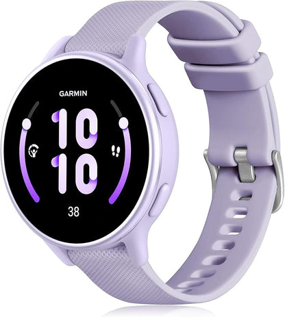 GEAK Compatible with Garmin Vivoactive 5 Watch Band/Vivoactive 3 Watch Bands,20mm Silicone Band for Garmin Venu 2 Plus/Venu Sq/Venu Watch Bands/Forerunner 645/245 Music Smartwatch Women Men Lavender