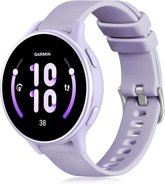 GEAK Compatible with Garmin Vivoactive 5 Watch Band/Vivoactive 3 Watch Bands,20mm Silicone Band for Garmin Venu 2 Plus/Venu Sq/Venu Watch Bands/Forerunner 645/245 Music Smartwatch Women Men Lavender