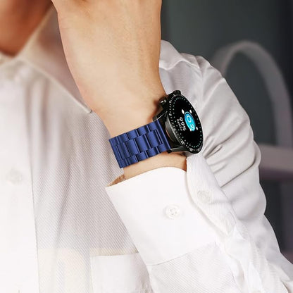 MORAN Stainless Steel Watch Band Quick Release Replacement Metal Strap 18mm 20mm 22mm Men Women, Blue+Folding Clasp