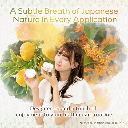 HIBINO | Leather Conditioner for Purses, Bags, Shoes & Furniture | All-in-One Cream to Clean, Restore & Protect | Non-Greasy, Quick-Absorbing Formula | Made in Japan | Yuzu & Hinoki Scent | 80ml