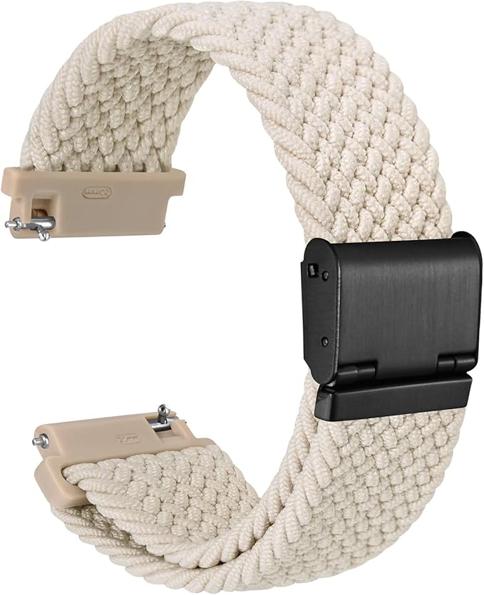 WOCCI 20mm Braided Nylon Watch Band for Men and Women, Quick Release, Black Stainless Steel Buckle (Starlight)