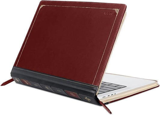 MOSISO Compatible with MacBook Pro 14 inch Case 2025-2021 M5 A3434 M4 A3112 A3185 A3401 M3 A2918 A2992 M2 A2779 M1 A2442, PU Leather Laptop Sleeve Vintage Zippered Protective Case Cover, Wine Red