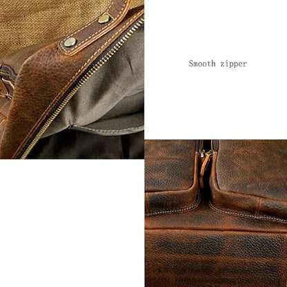Business Commuting Brown Leather Men's Large Capacity Backpack Computer Bag
