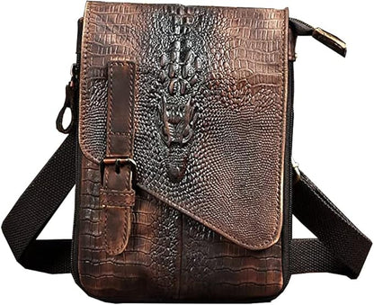 Le'aokuu Mens Genuine Leather Small Messenger Shoulder Satchel Phone Pouch Belt Waist Bag Pack