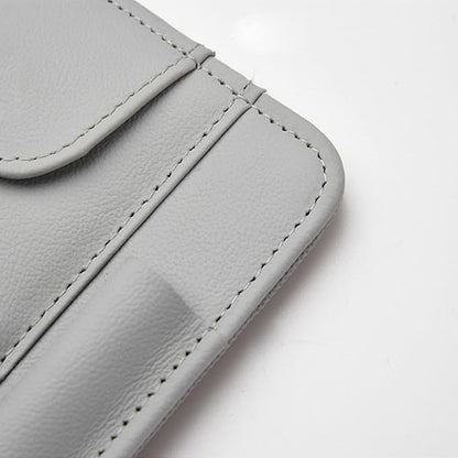 Gray Small Car Sun Visor Organizer with Clip, Sunglasses Holders for Car Sun Visor PU Auto Interior Accessories Storage Travel Document Holder with Multi Pocket
