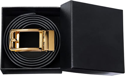 Dubulle Men's Ratchet Belt Gold/Black/Red/Green/Blue/White Automatic Buckle Business Casual Belt Gift - Adjustable Fit
