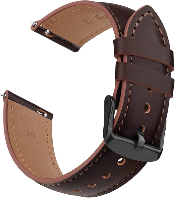 Vancle Quick Release Genuine Leather Watch Band 20mm 22mm Watch Strap, Top Grain Leather Watch bands for Men Women