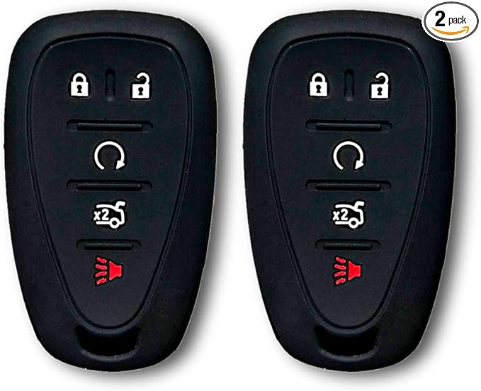 Autobase Silicone Key Fob Cover for Chevy Malibu Camaro Trax Traverse Trailblazer Sonic Blazer Cruze Volt Equinox Spark | Car Accessory for Chevrolet | Key Protection Case 2 Pcs (Black)