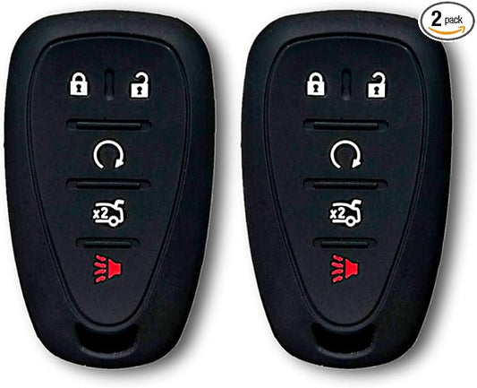 Autobase Silicone Key Fob Cover for Chevy Malibu Camaro Trax Traverse Trailblazer Sonic Blazer Cruze Volt Equinox Spark | Car Accessory for Chevrolet | Key Protection Case 2 Pcs (Black)