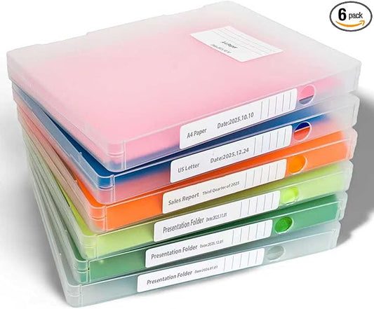 Large A4 Paper Storage Box 6 Pcs, 8.5 x 11 Project Case for US letter, Thick Scrapbook Storage Boxes Craft Storage Box Art Supplies Storage and Organization (12.59 x 9.45 x 1.18 inches)