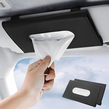 Car Tissue Holder 2 Pack for Smooth Dispensing, Includes Lotion Facial Tissues, Secure Mount Napkin Organizer for Vehicles, Universal Compatibility with Standard Refills, Slim Design for Easy Access