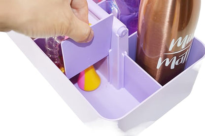 8 Compartments DIY Dividers,Large caddy, Multi Purpose, Simple, Portable, Stackable, Modern Solution for School, office, Desktop -MADE IN USA (Lavender)