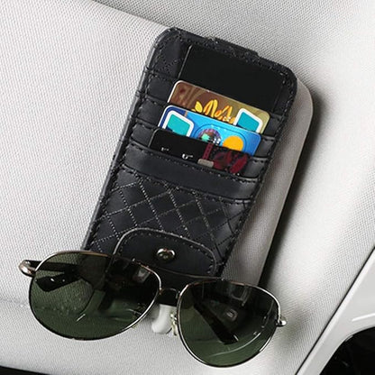 Restokki Car Visor Organizer Sun Holder Storage Pouch Card Bill Bag for Car Truck Universal Size Black Leather