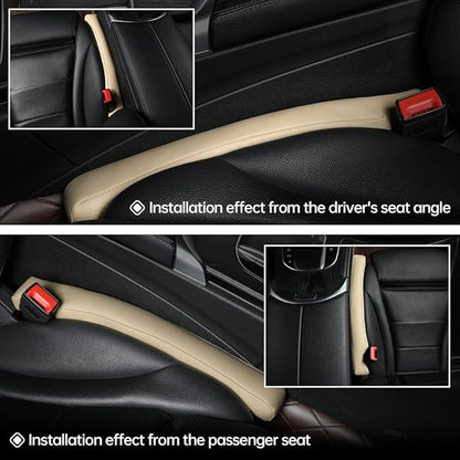 2Pack Leather Car Seat Gap Filler – Anti-Drop Console Organizer, Scratch-Resistant Waterproof Easy to Clean, Fits 90% Vehicles Without Blocking Seat Movement
