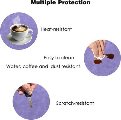 Leather Desk Mat, 23.6"x13.8" Non-Slip PU Leather Desk Pad, Thick Desk Blotter with Stitched Edge, Retro Large Mouse Pad, Laptop Pad for Office & Home Use (Purple)