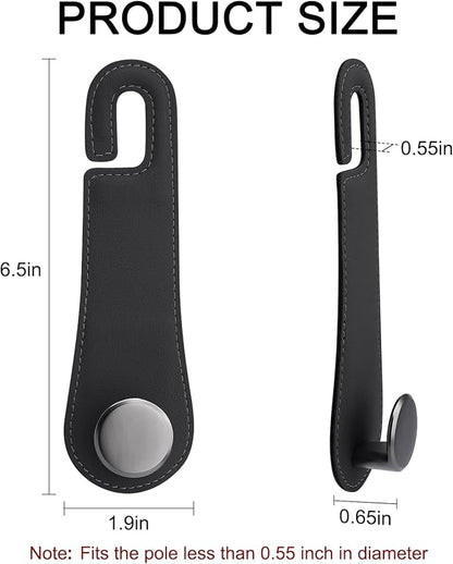 JESTOP Leather Car Seat Storage Hanger, 2 Pack, Stylish Seat Organizer Hooks for Purses, Bags, Coats, Umbrellas, Black