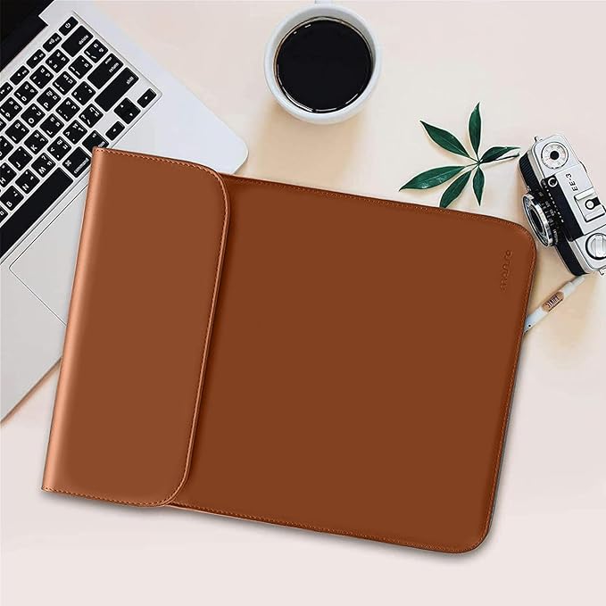 MOSISO Laptop Case 13.3 inch, 13-13.3 inch Laptop Sleeve Compatible with MacBook Neo 13 A18 Pro A3404 /Air 13/Pro 13/Pro 14 M5 M4 M3 M2 M1, Faux Suede Leather Case with Small Bag, Brown