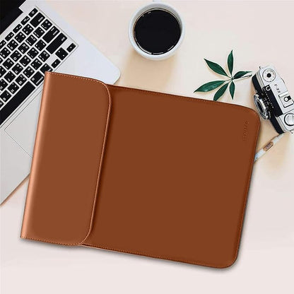 MOSISO Laptop Case 13.3 inch, 13-13.3 inch Laptop Sleeve Compatible with MacBook Neo 13 A18 Pro A3404 /Air 13/Pro 13/Pro 14 M5 M4 M3 M2 M1, Faux Suede Leather Case with Small Bag, Brown