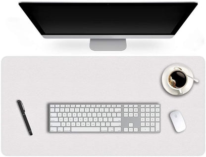 17 X 36 Inch Office Desk Pad Table Protector on Top of Desks PU Leather Desk Blotter Laptop Computer Gaming Under Keyboard Mouse Pad Waterproof Writing Mat Desktop Cover for Women Men Kids Girls White