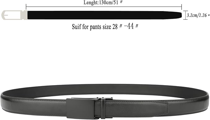 HIMI Men's Comfort Genuine Leather Ratchet Dress Belt with Automatic Click Buckle