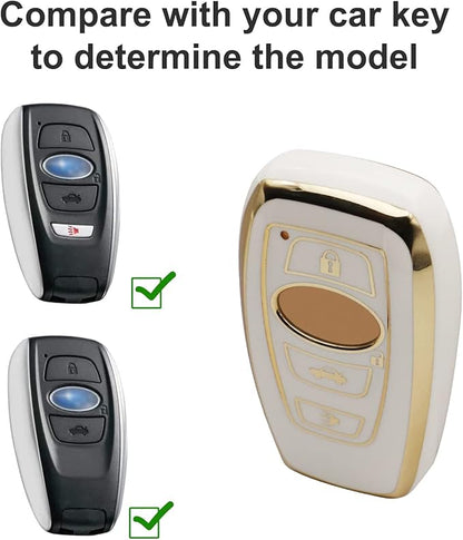 Elegananccy for Subaru Key Fob Cover, Soft Full Protection Key Case Shell with Keychain Compatible with Ascent BRZ Crosstrek Forester Impreza Legacy Outback WRX STI (White)